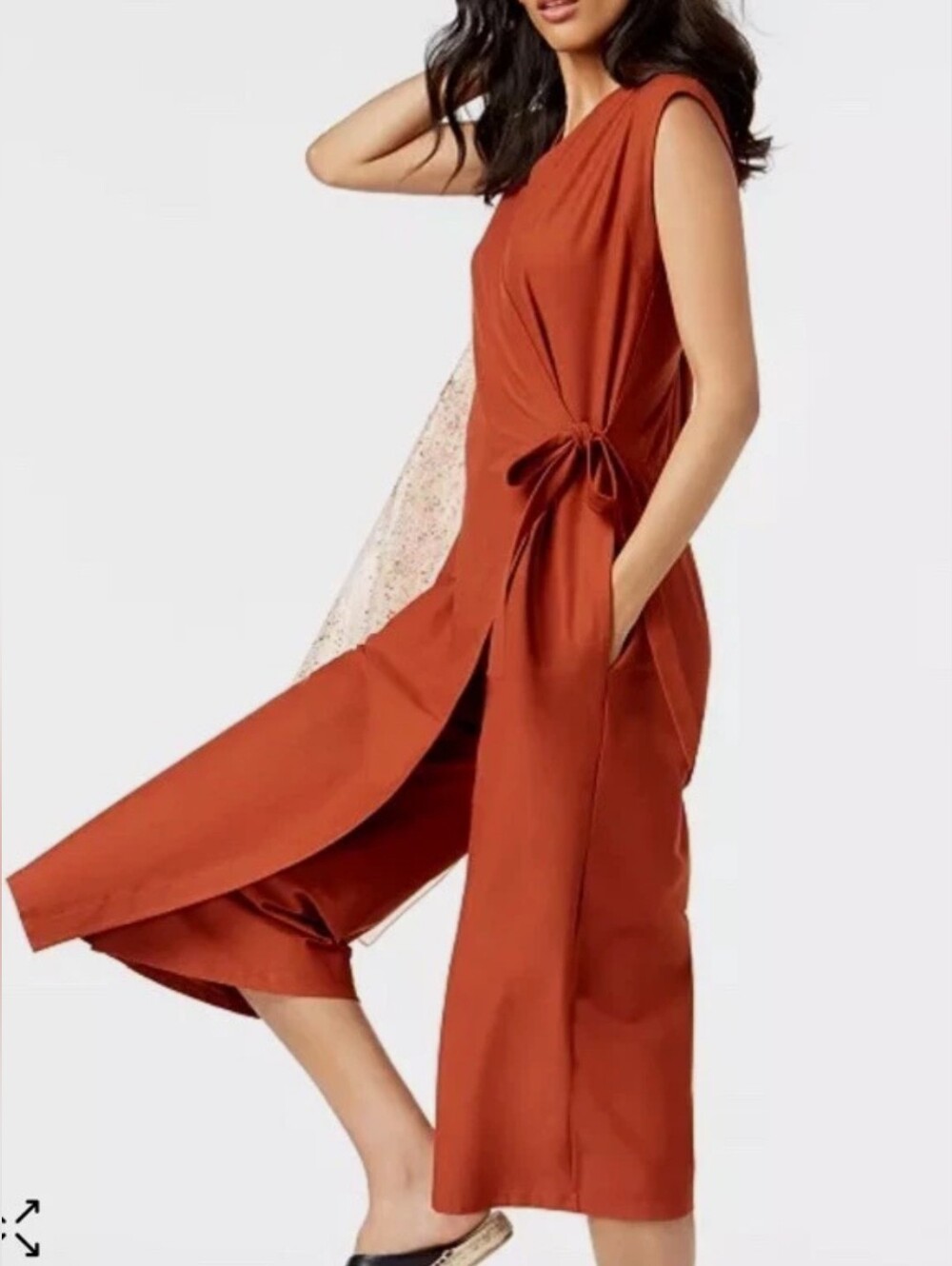 Eileen Fisher Sleeveless Wrap Jumpsuit in Rust